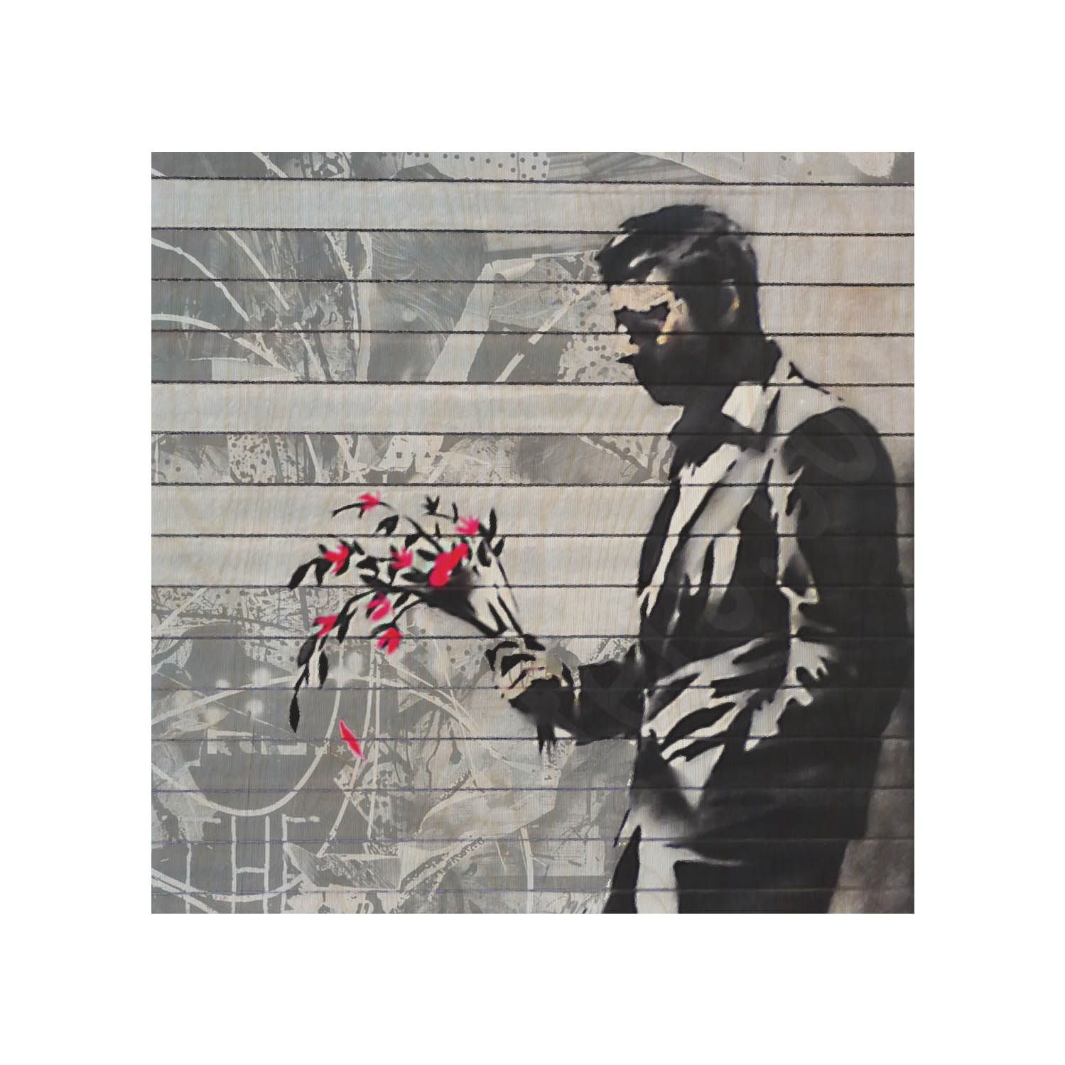 Dřevěný stolek Man With Flowers-30x40 CM