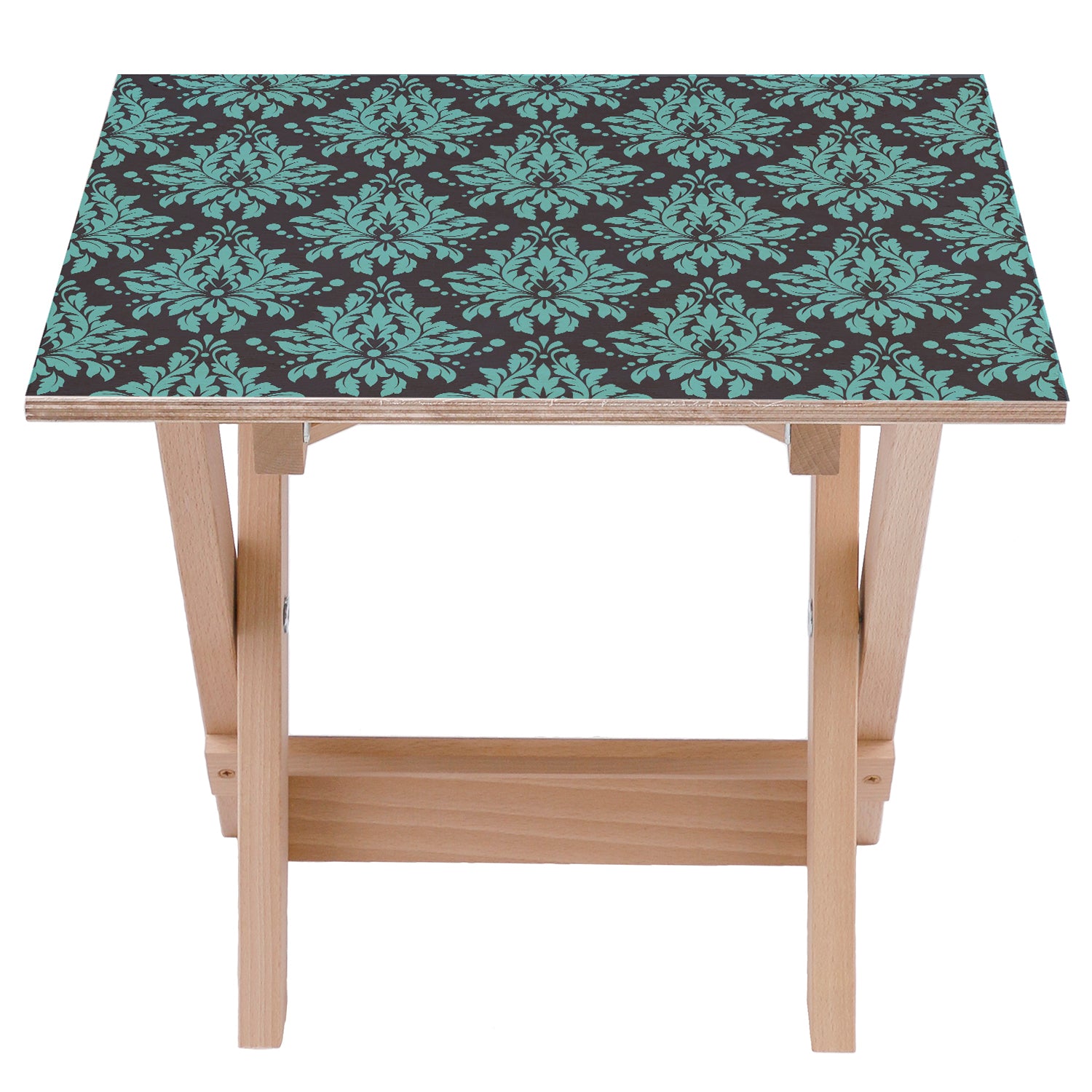 Wooden Table Ornament Turquoise-50x50 CM