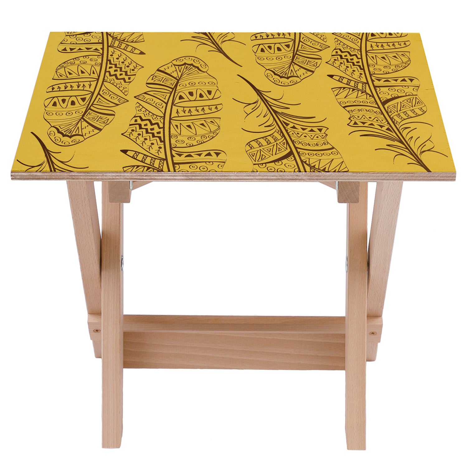 Holztisch Federn auf Gelb-30x40 CM