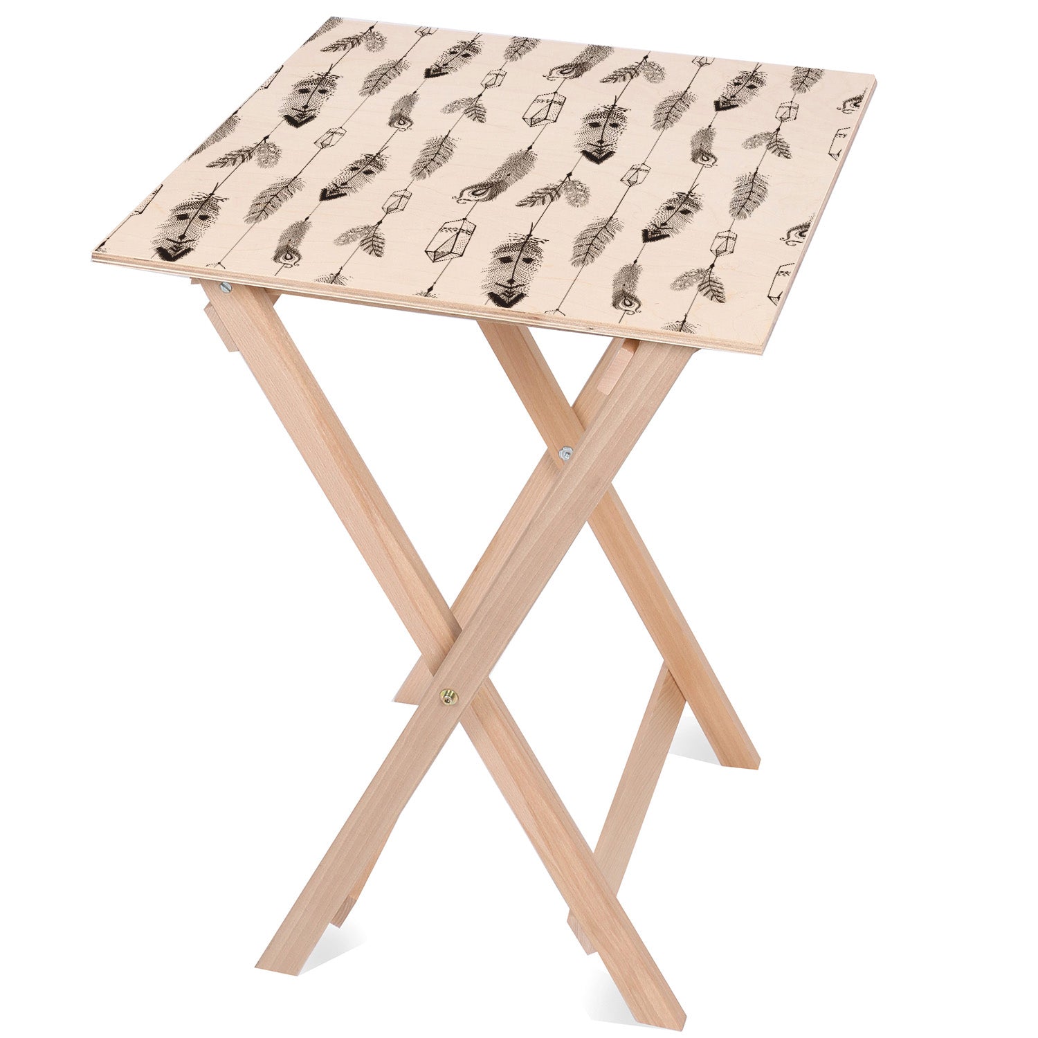 Wooden Table Feathers on a Thread-50x50 CM