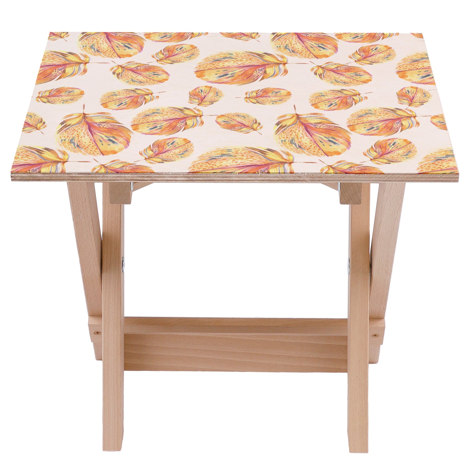 Wooden Table Orange Feathers-50x50 CM