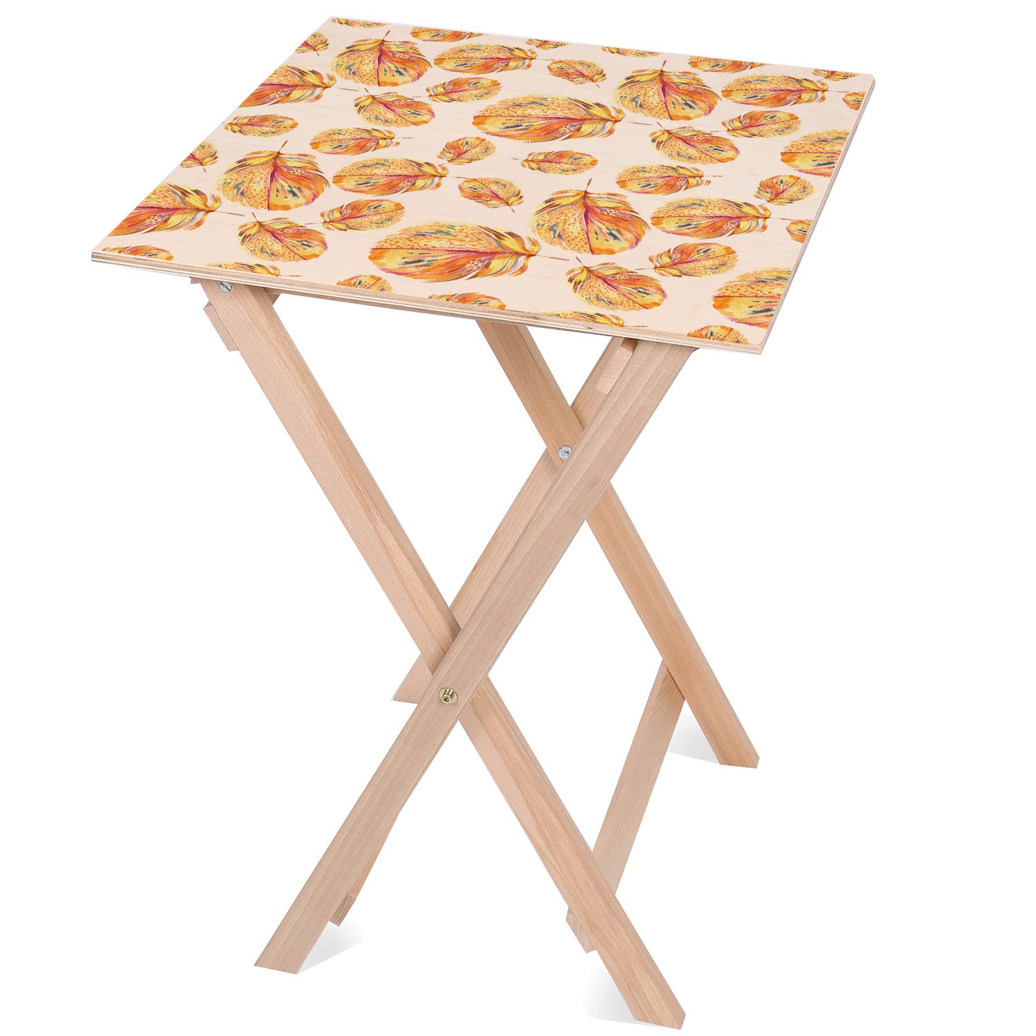 Wooden Table Orange Feathers-30x40 CM