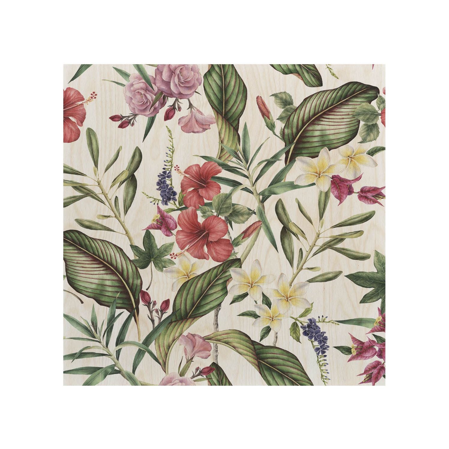 Wooden Table Retro Tropical Flowers-30x40 CM