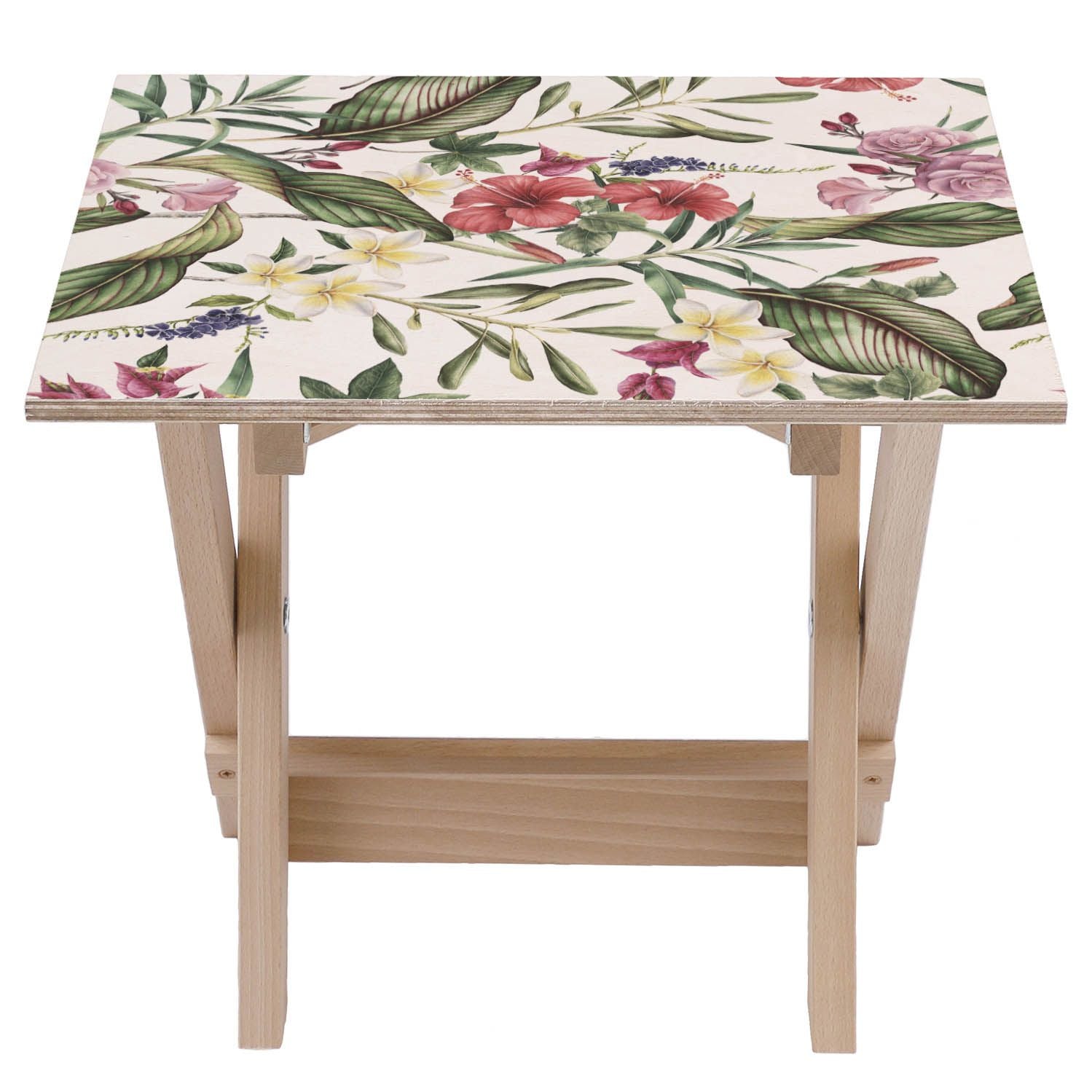 Wooden Table Retro Tropical Flowers-30x40 CM