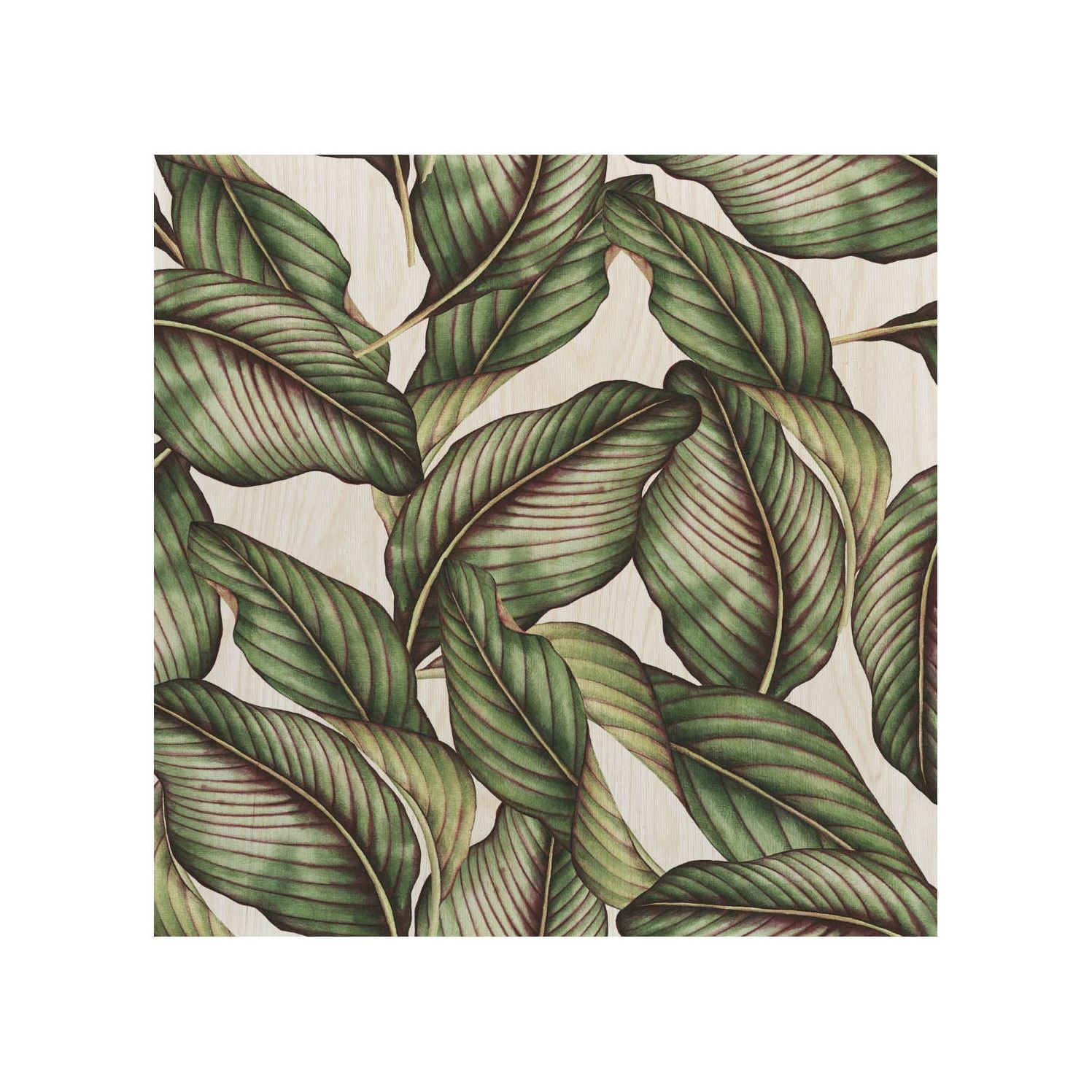 Wooden Table Retro Tropical Leaves-50x50 CM