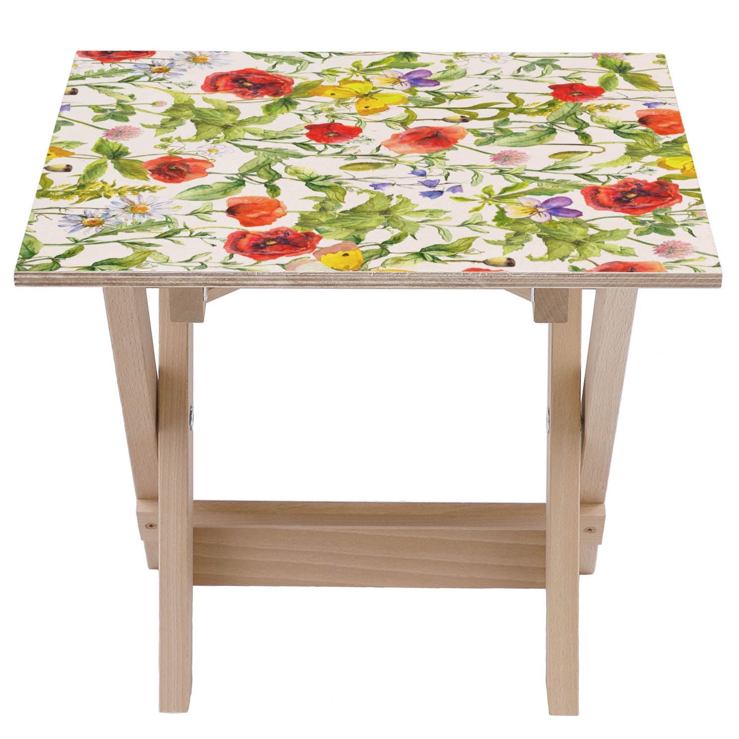 Stolik drewniany Summer Flowers Poppies-50x50 CM