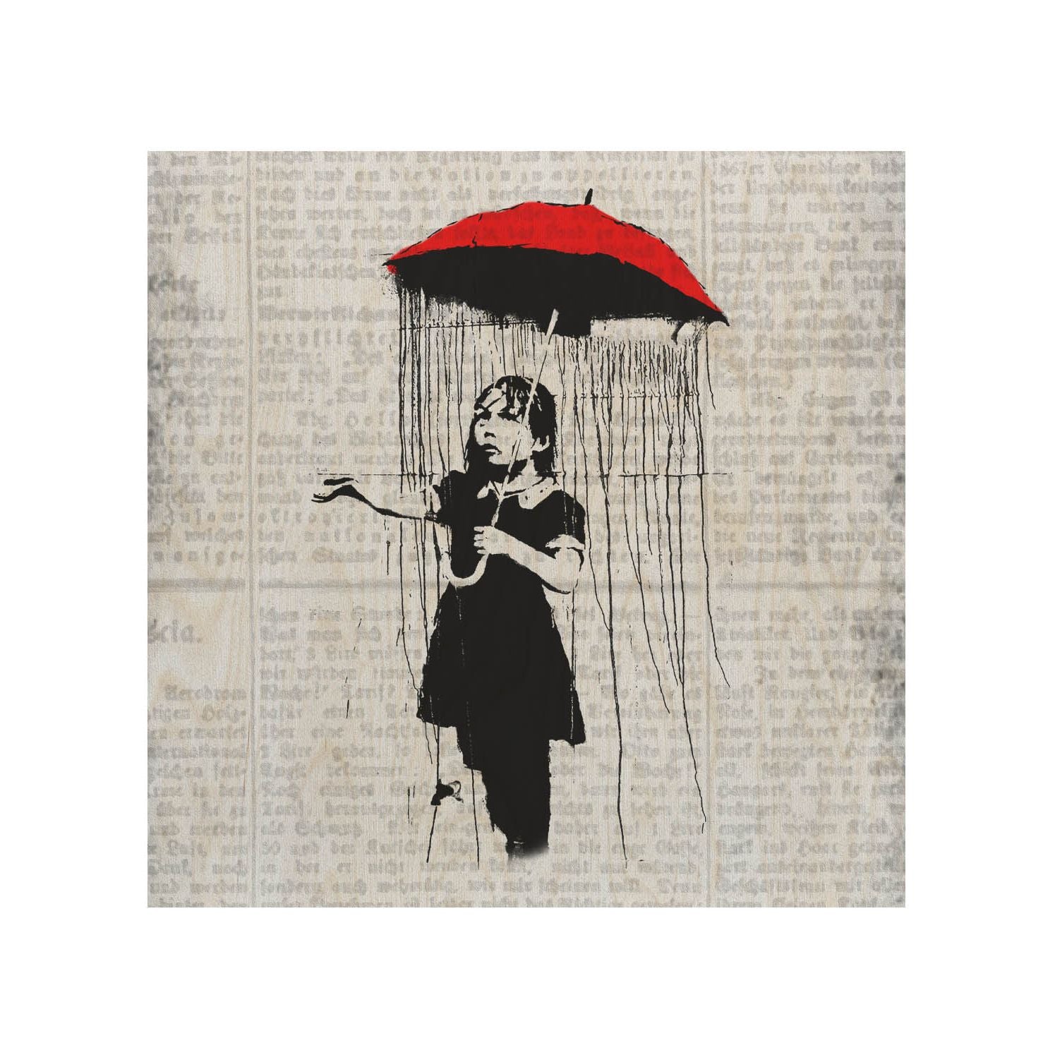Dřevěný stolek Umbrella Girl-50x50 CM