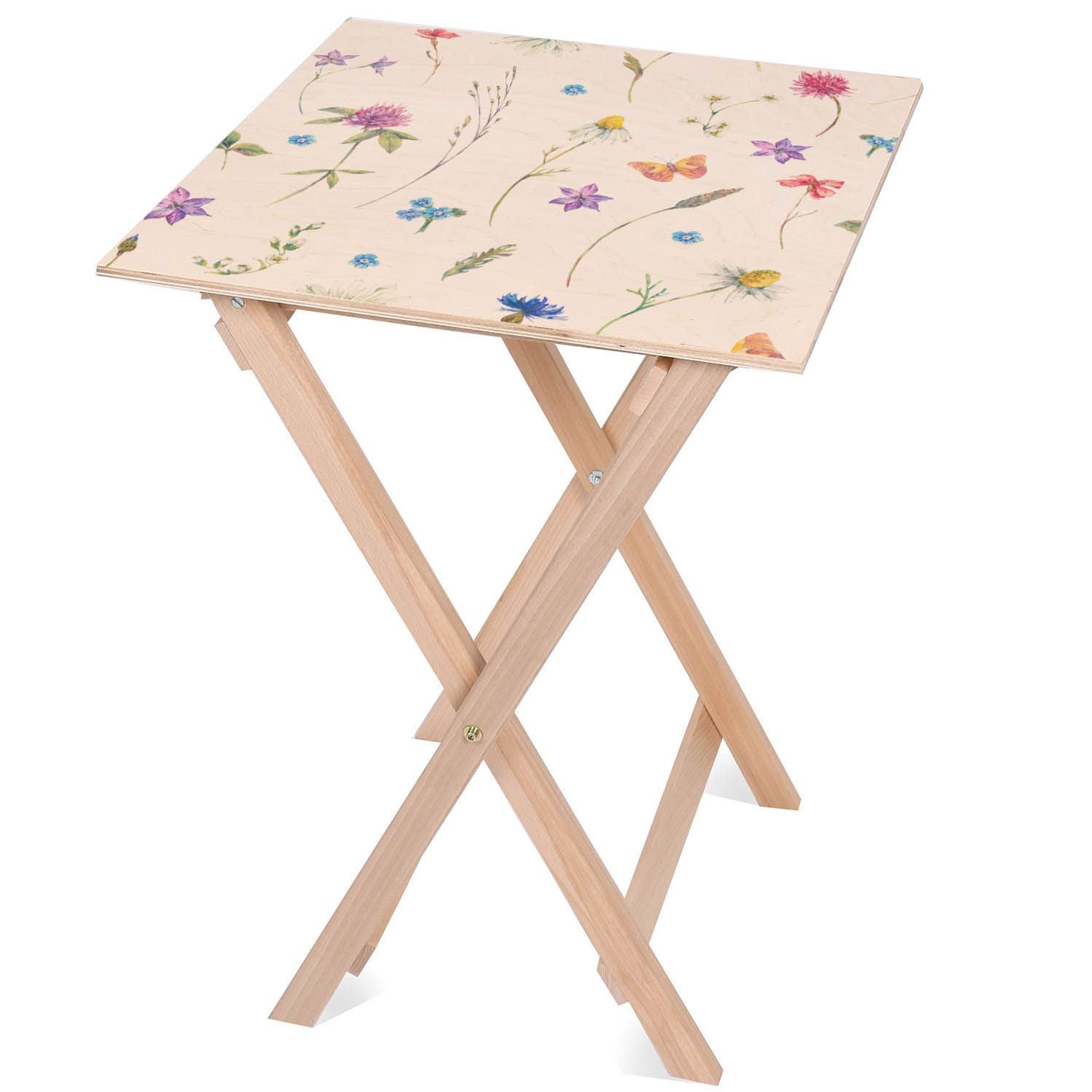 Stolik drewniany Watercolor Wild Flowers