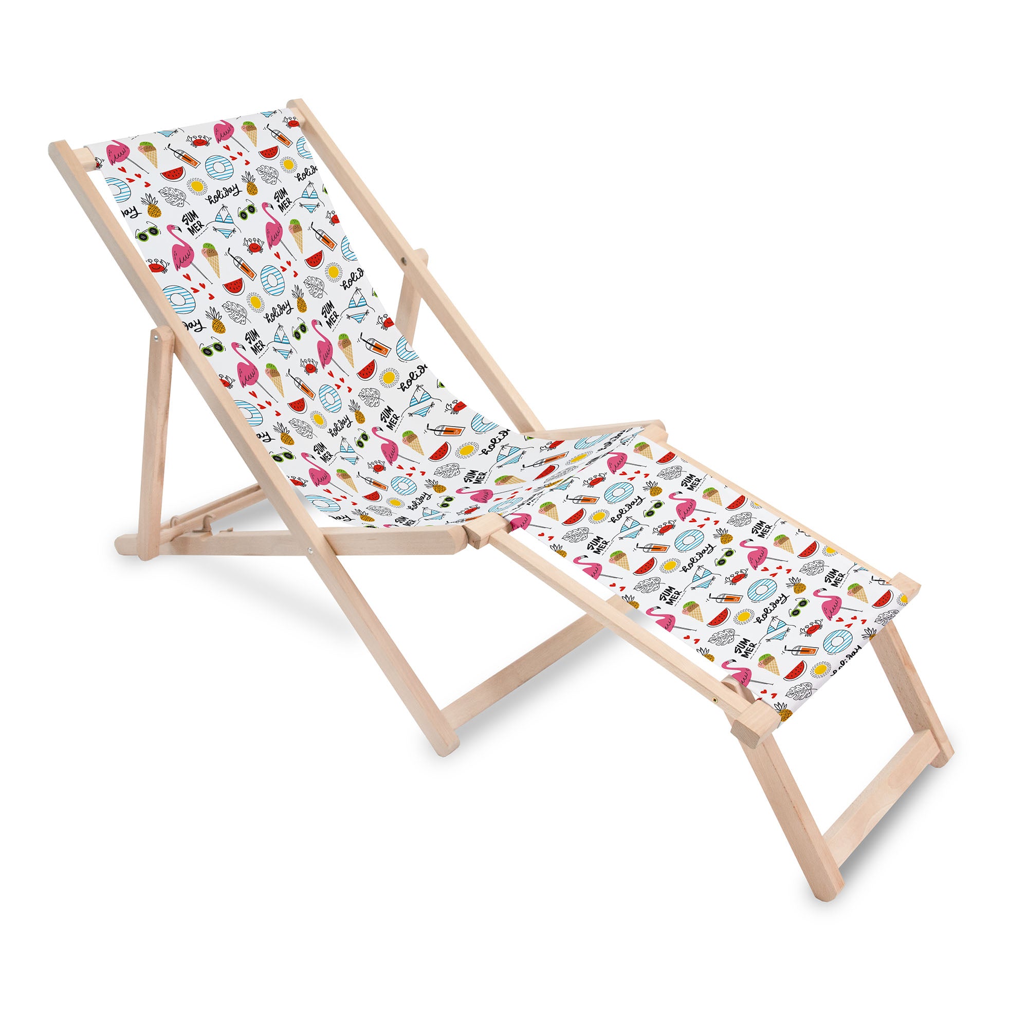 Wooden Deck Chair with Footrest Summer