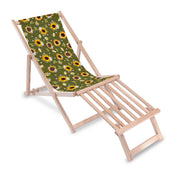 Wooden Deck Chair with Wooden Footrest Sunflowers