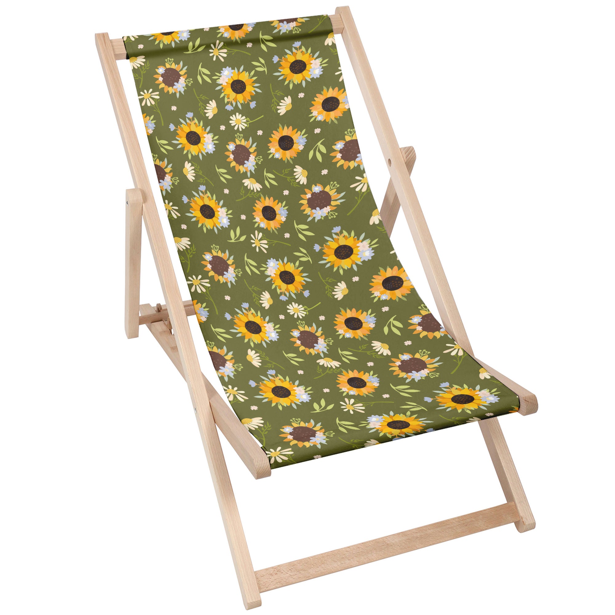 Wooden Deck Chair Sunflowers