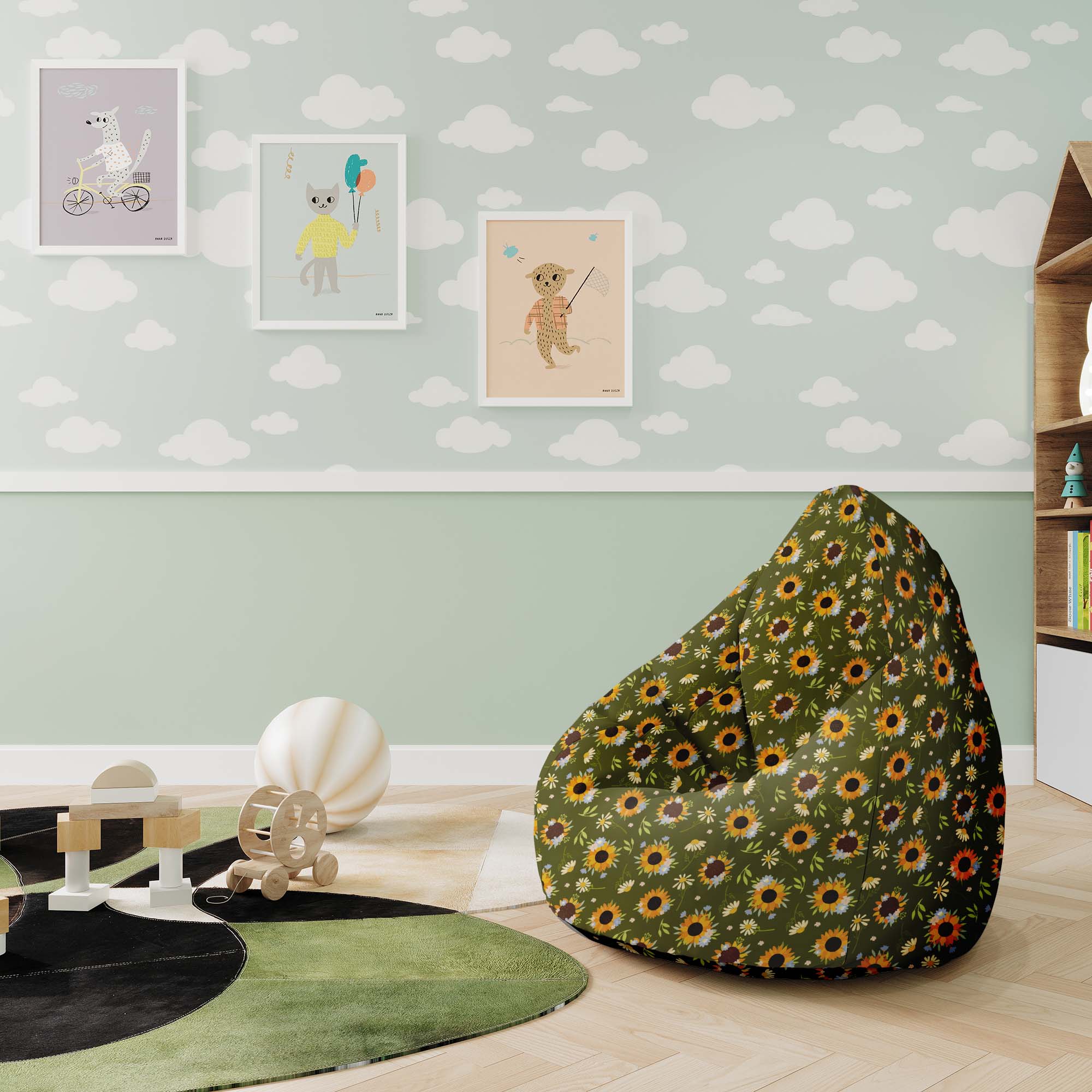 Puf Pearshape Sunflowers-M-Velvet