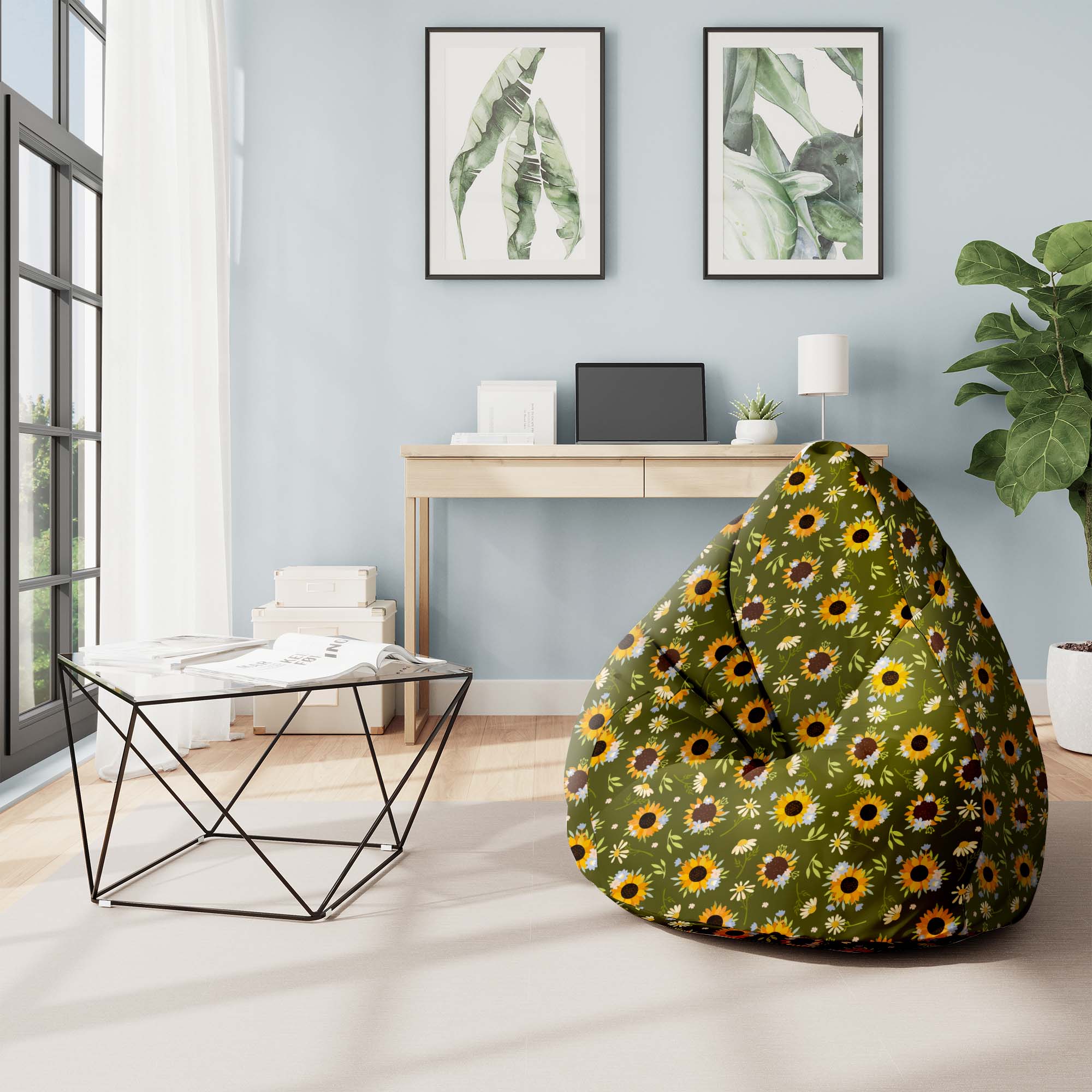 Puf Pearshape Sunflowers-M-Velvet
