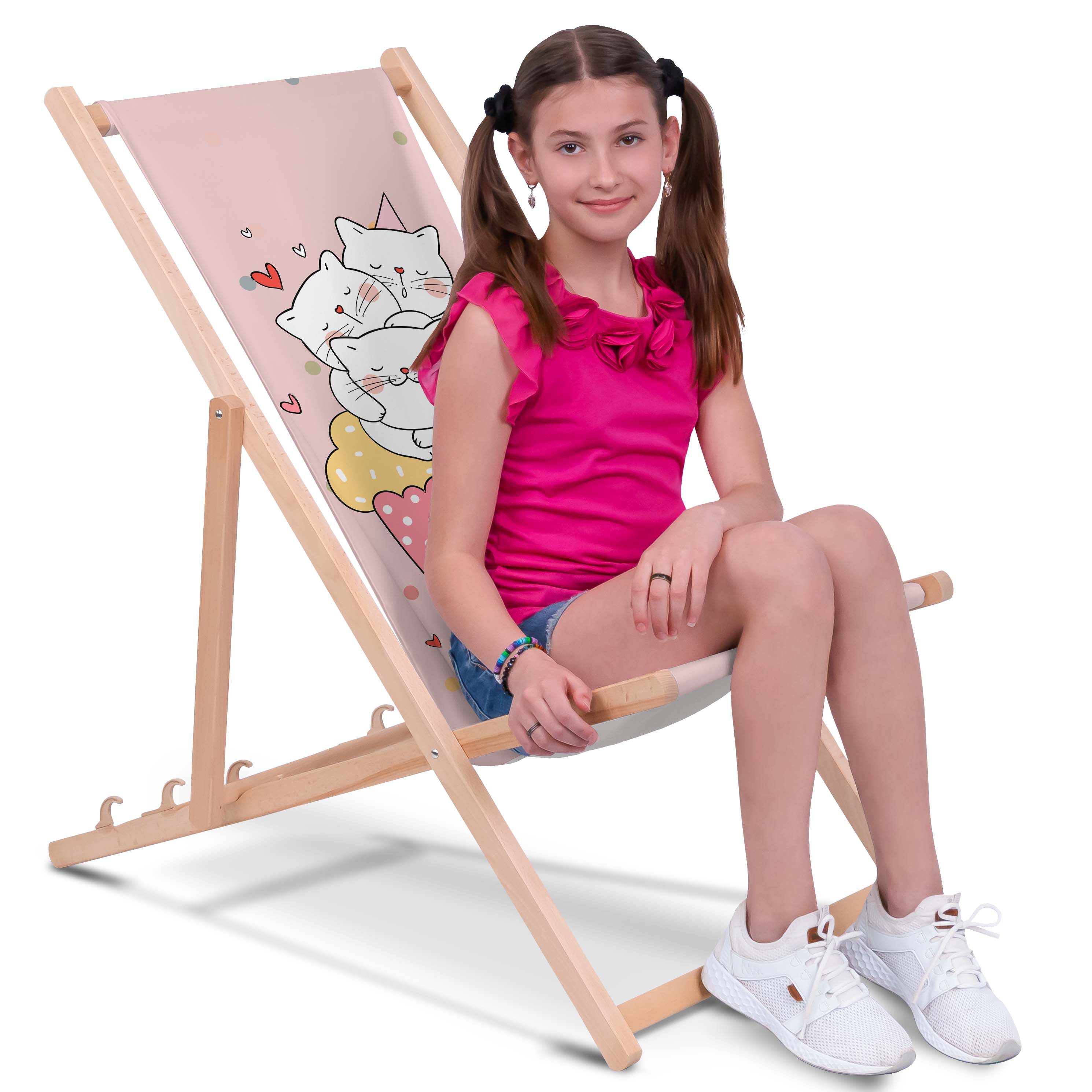 Sweet Cats Wooden Deck Chair