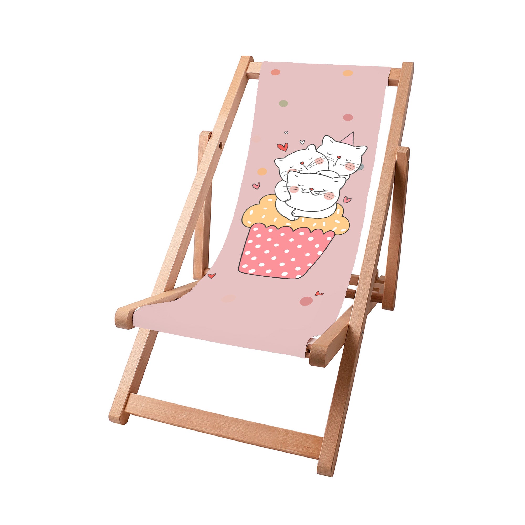 Sweet Cats-M Wooden Deck Chair