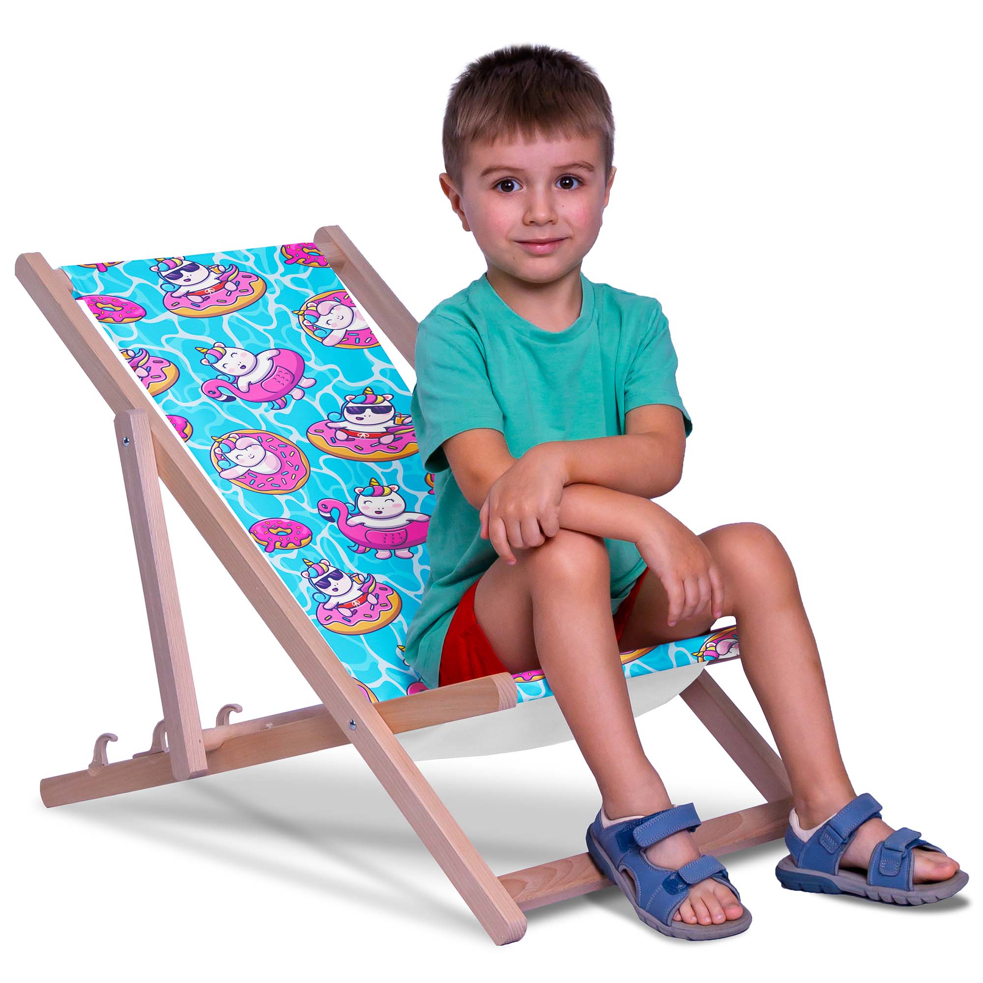 Wooden Deck Chair Swimming Unicorns