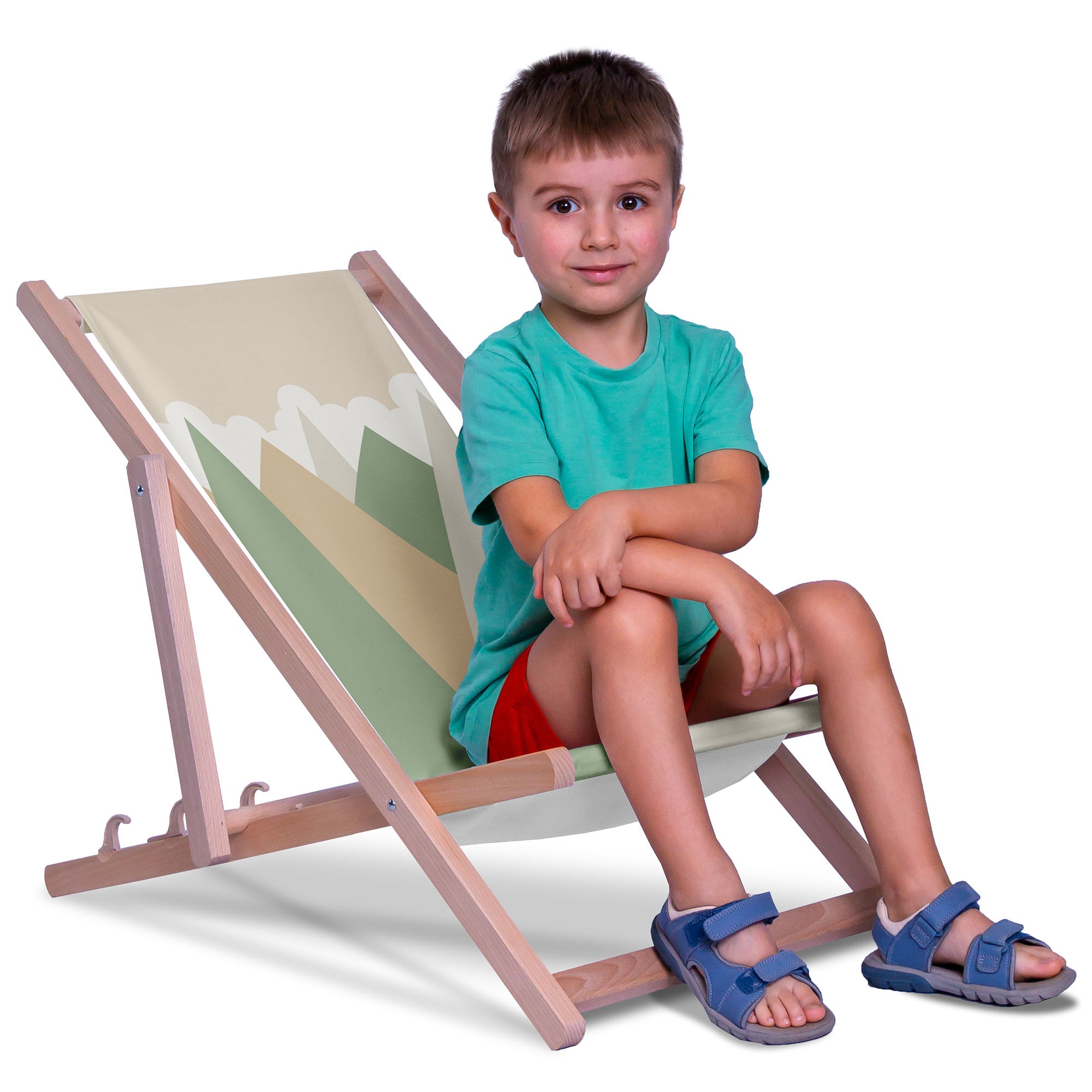 Wooden Deck Chair Triangles Trees