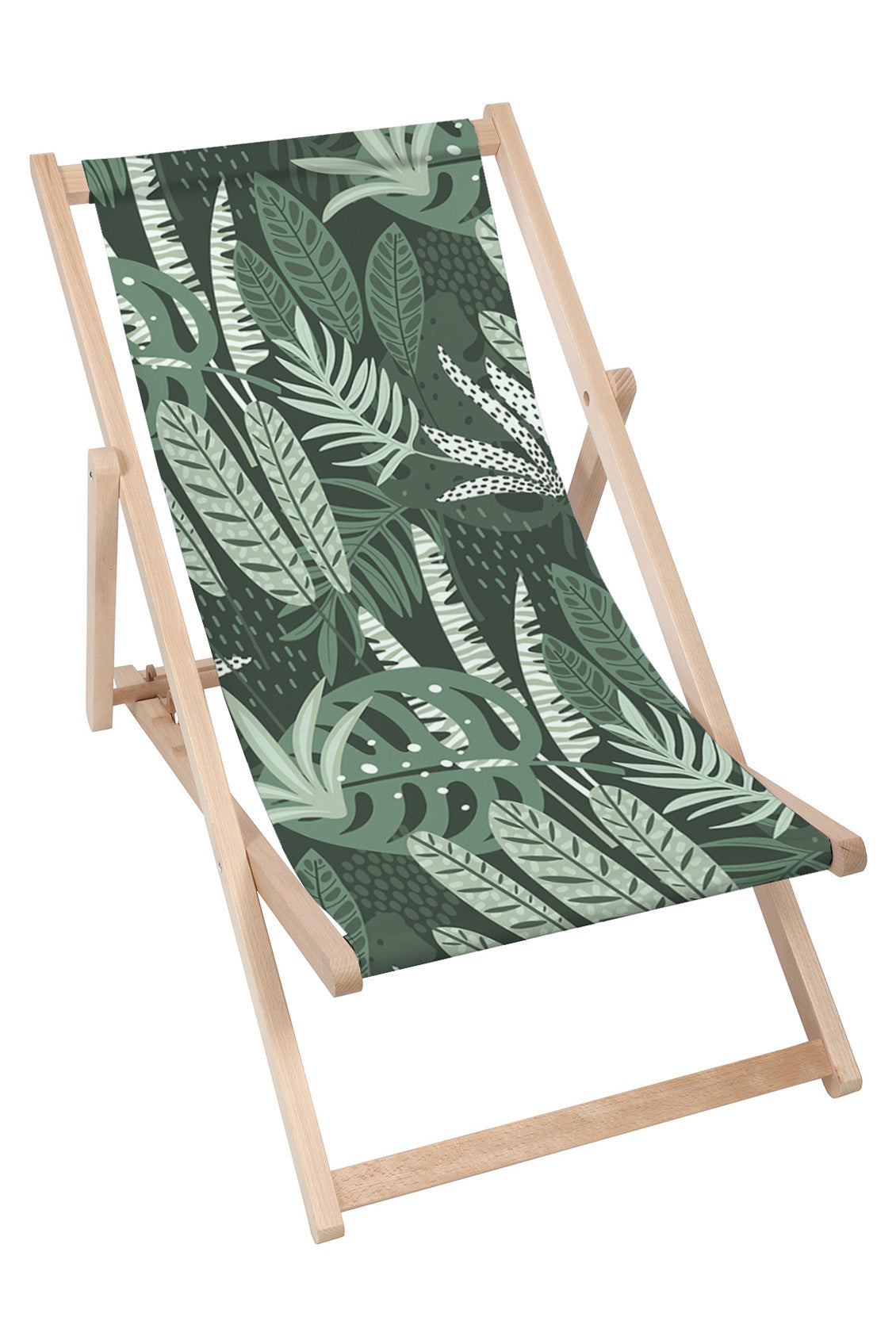 Wooden Deck Chair Tropical Green Jungle