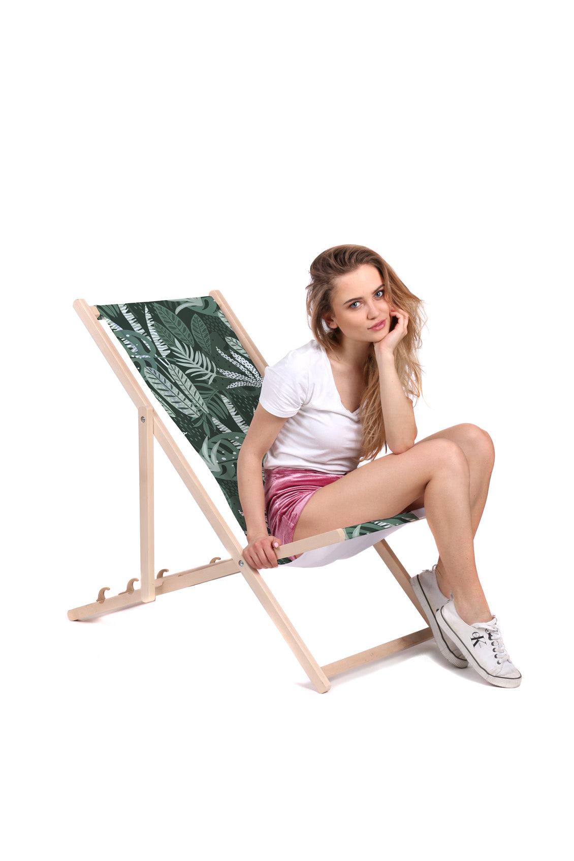 Wooden Deck Chair Tropical Green Jungle