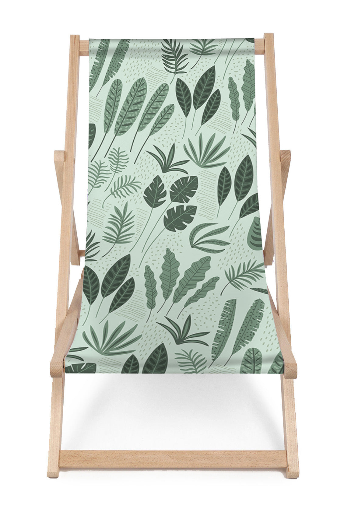 Wooden Deck Chair Tropical Green Leaves