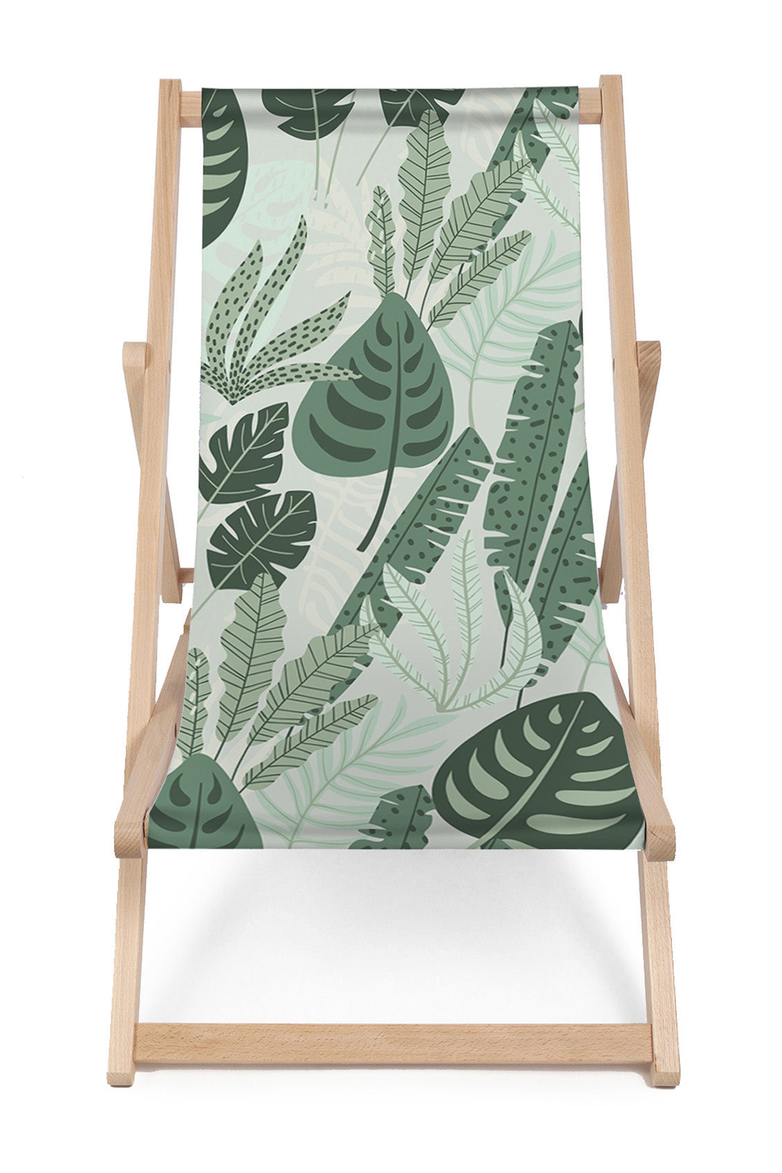 Wooden Deck Chair Tropical Mint Leaves