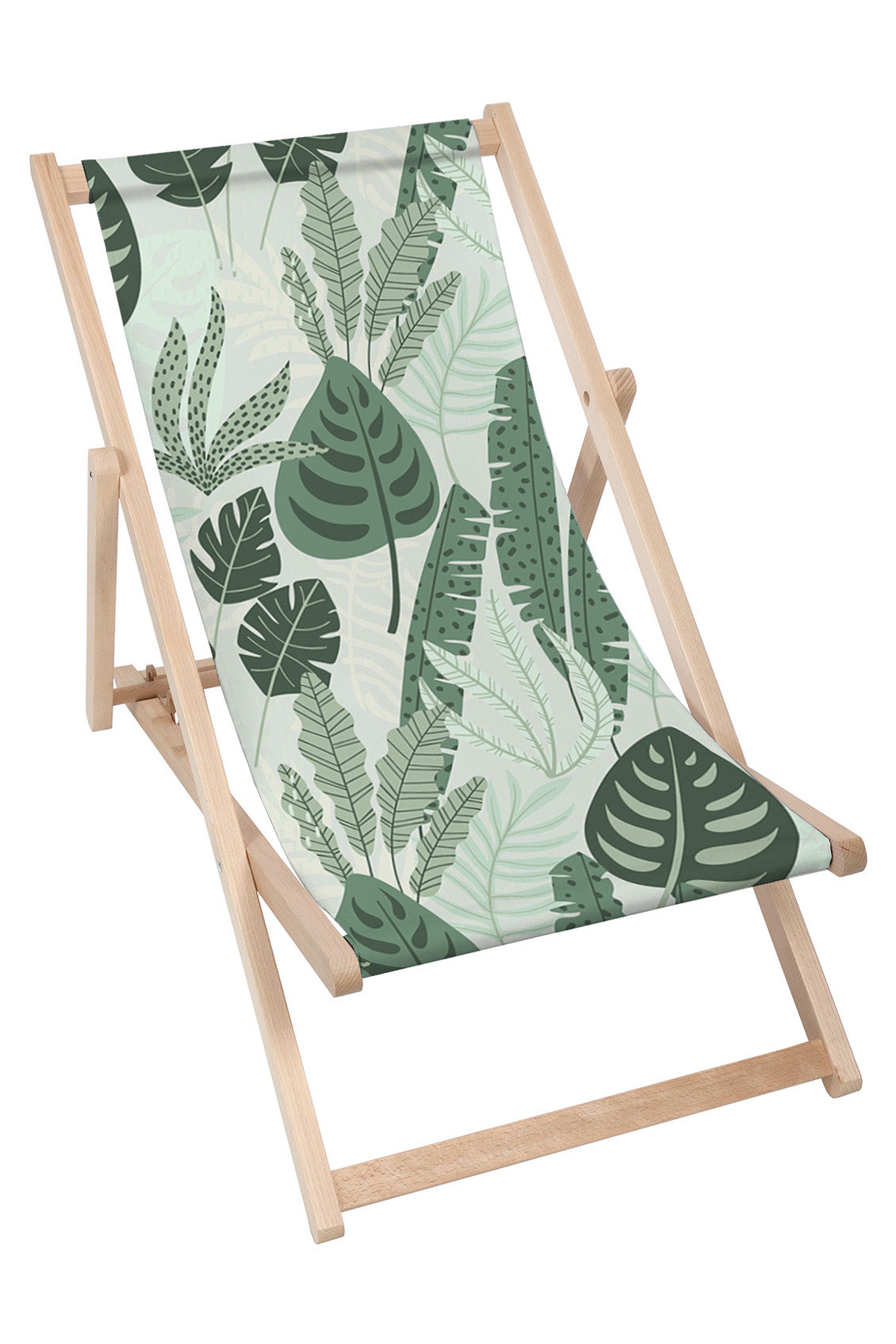 Wooden Deck Chair Tropical Mint Leaves