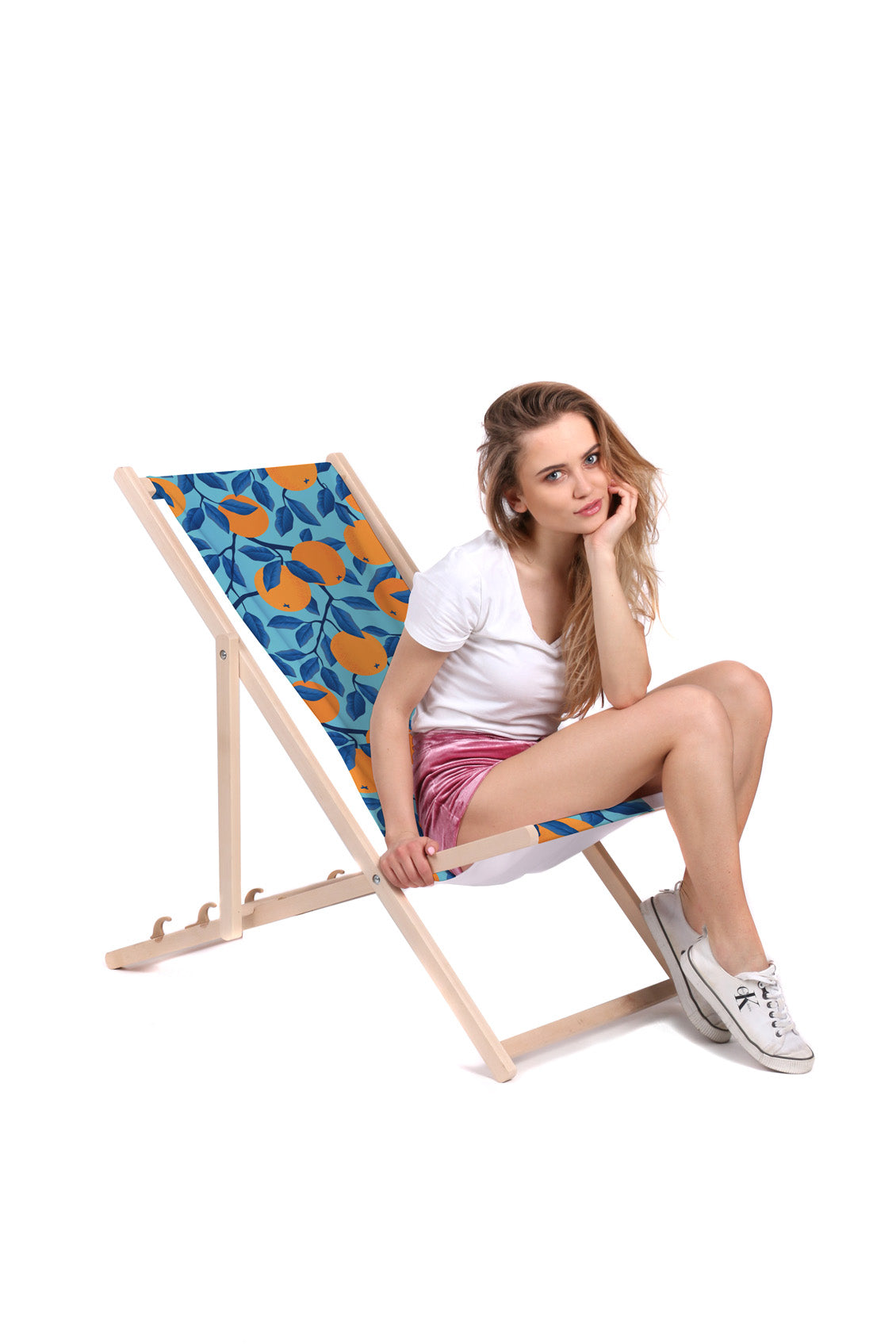 Wooden Deck Chair Tropical Oranges