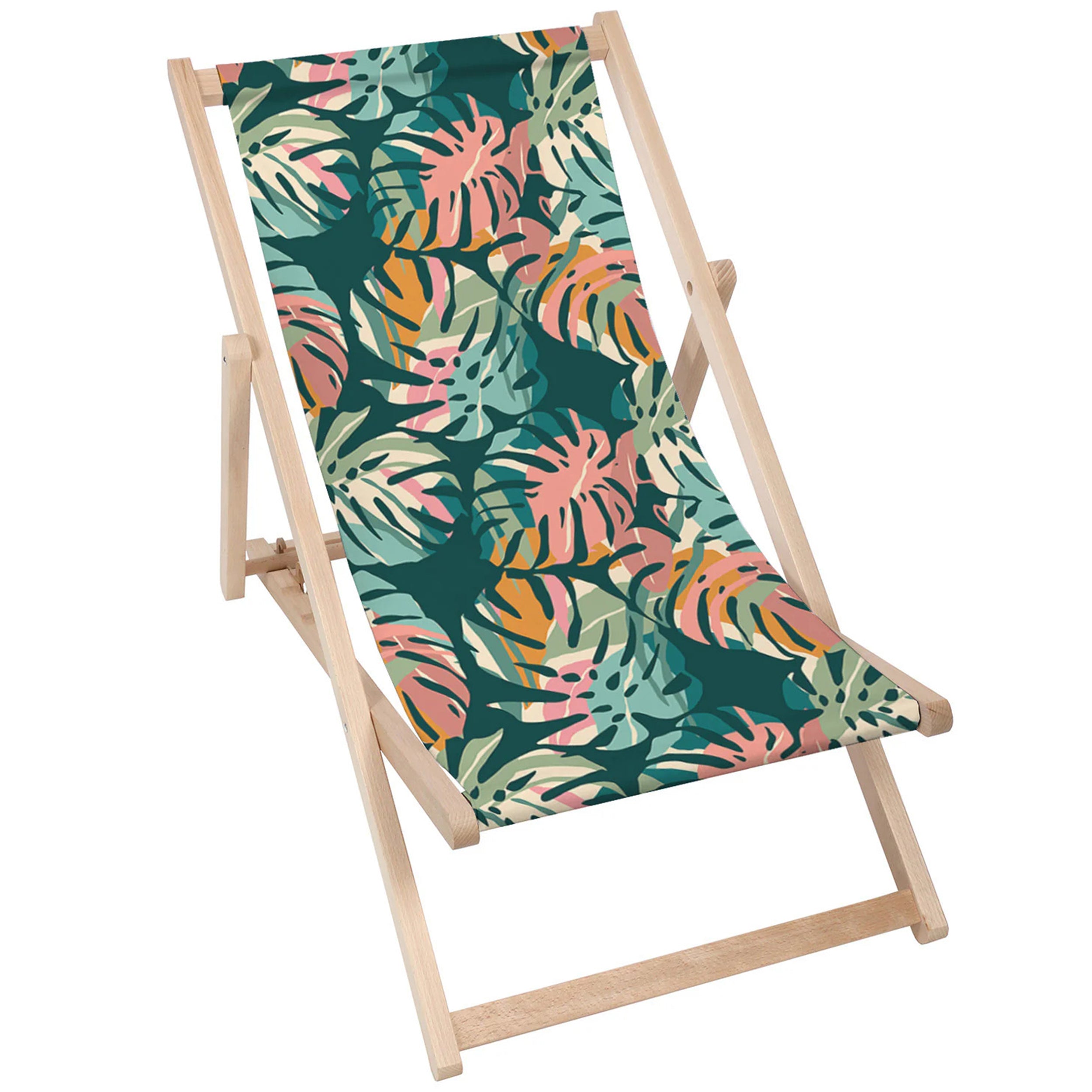 Leżak drewniany Tropical Abstract Leaves