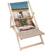 Vintage Wooden Deck Chair Pink Car