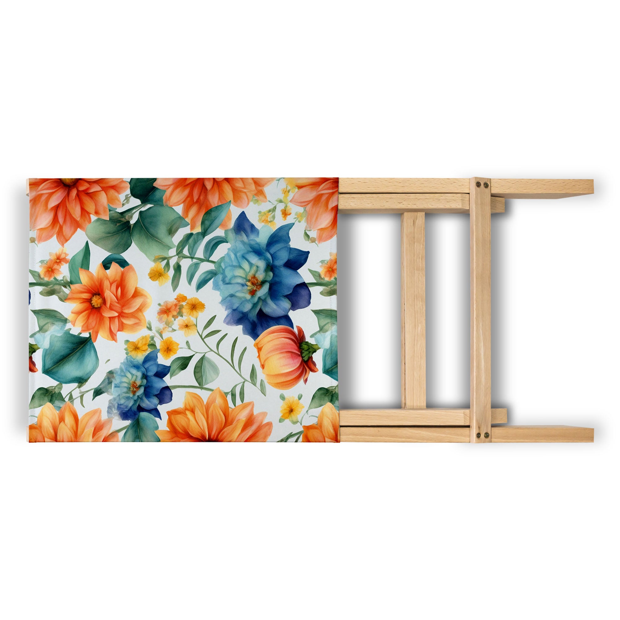 Folding Beach Chair Watercolor Flower Leaves