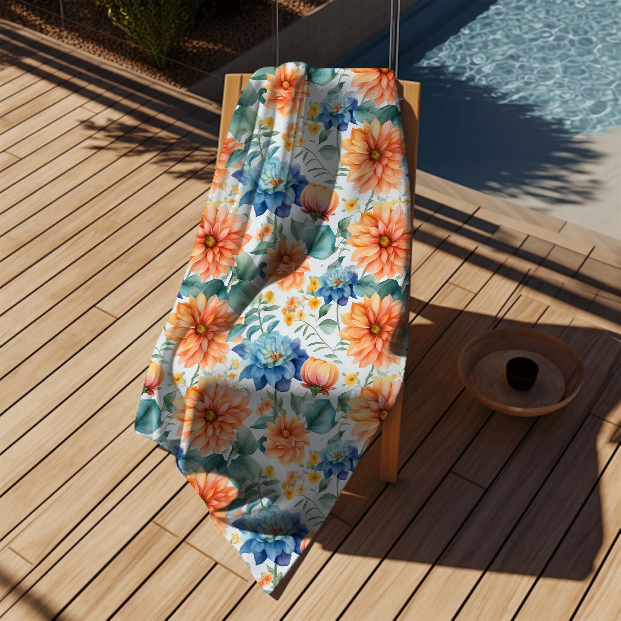 Towel Watercolor Flower Leaves-30x50 cm