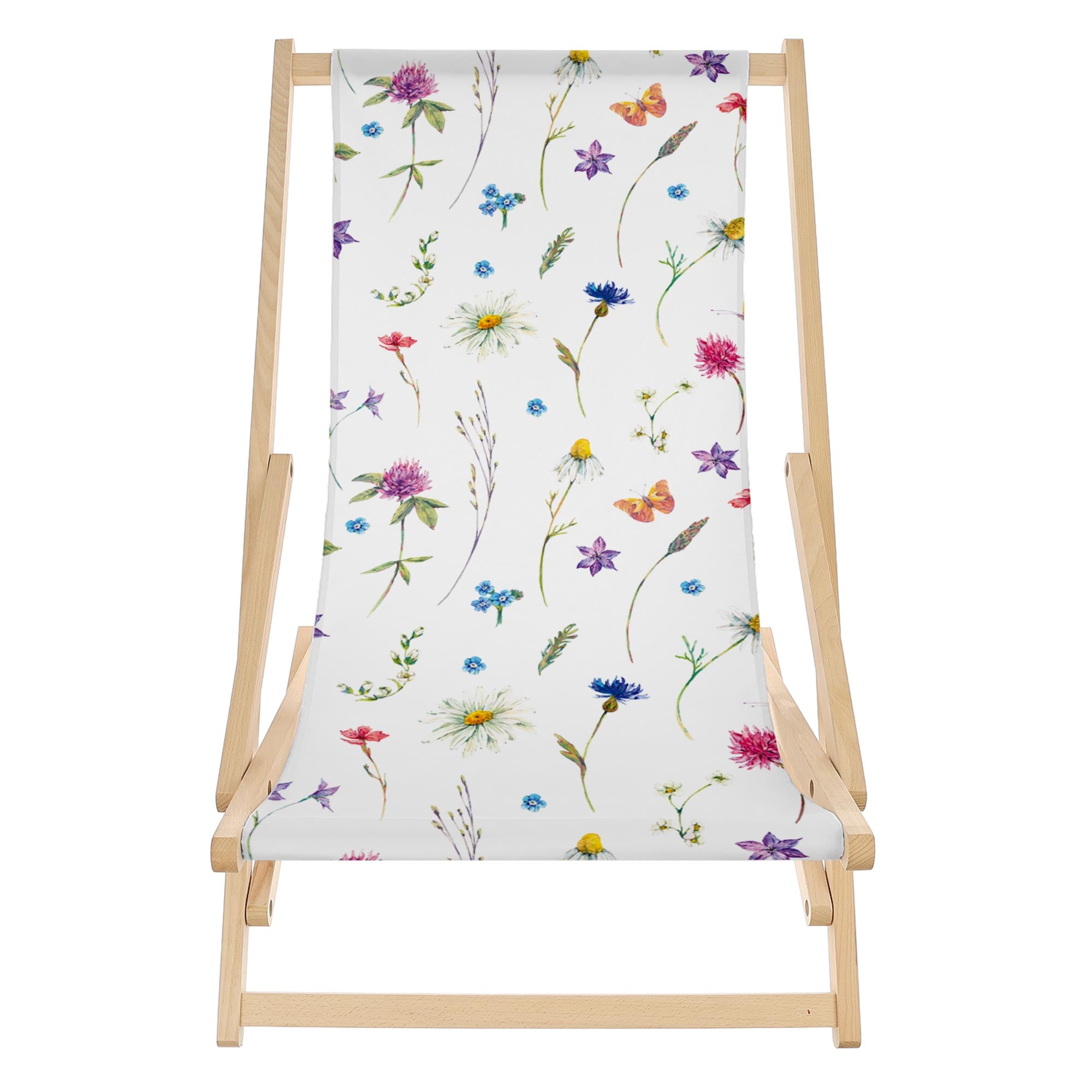 Rocking Deck Chair Watercolor Wild Flowers