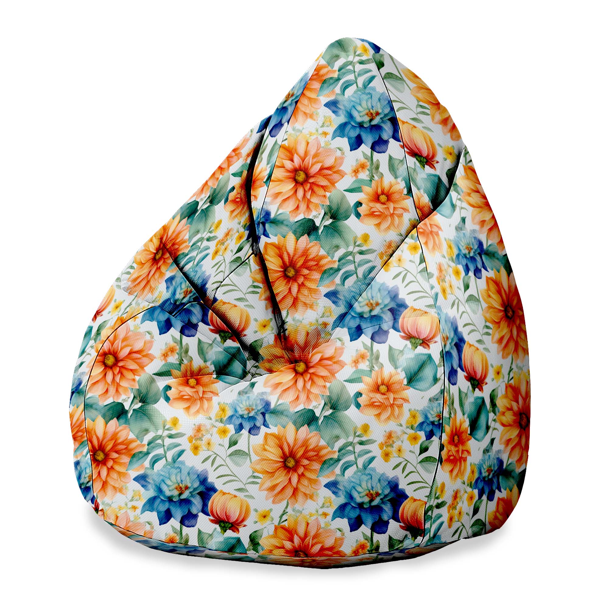 Pearshape Pouf Watercolor Flower Leaves-M-Oxford