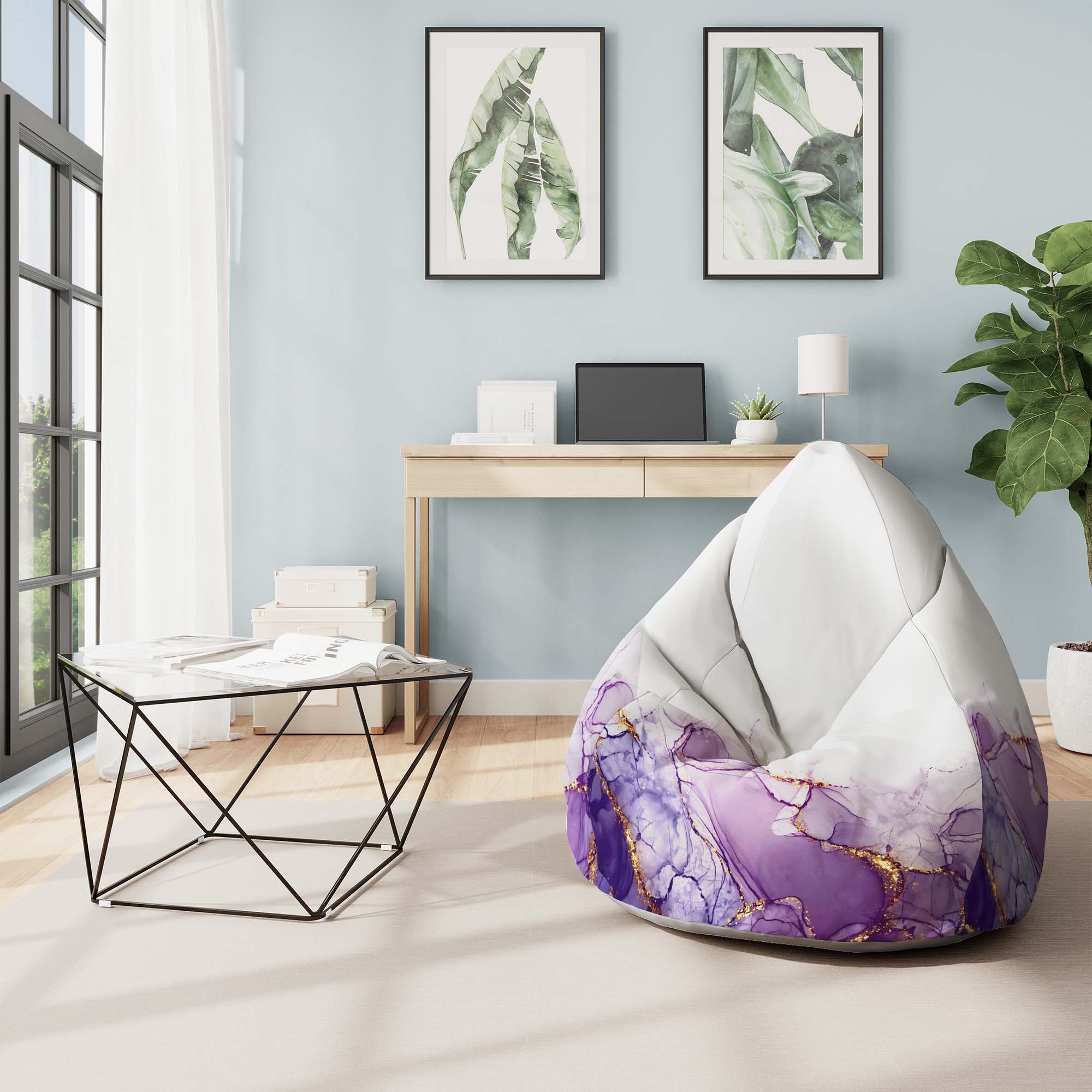 Sedací vak Pearshape Watercolor Abstract Violet-S-Velvet