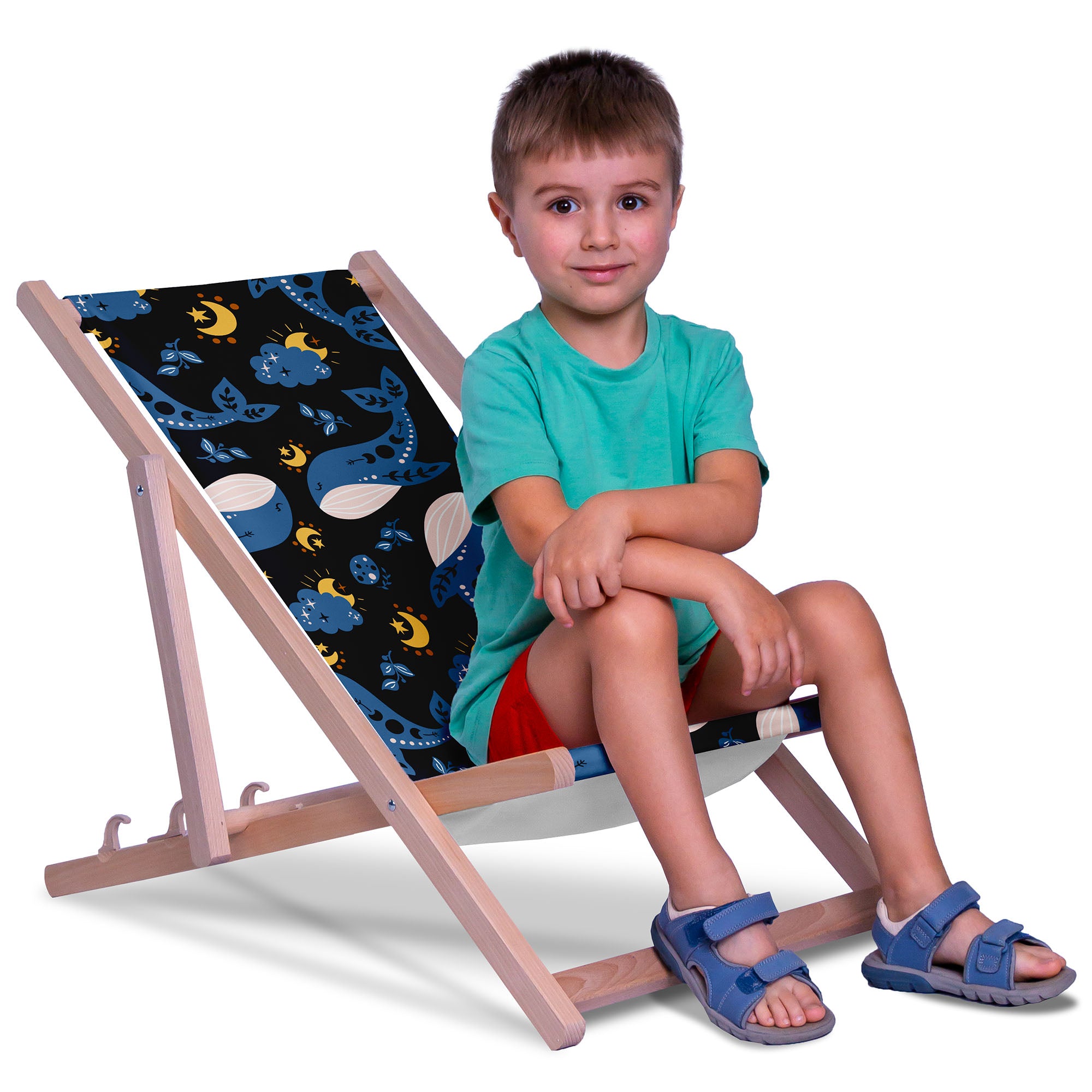 Wooden Deck Chair Whales