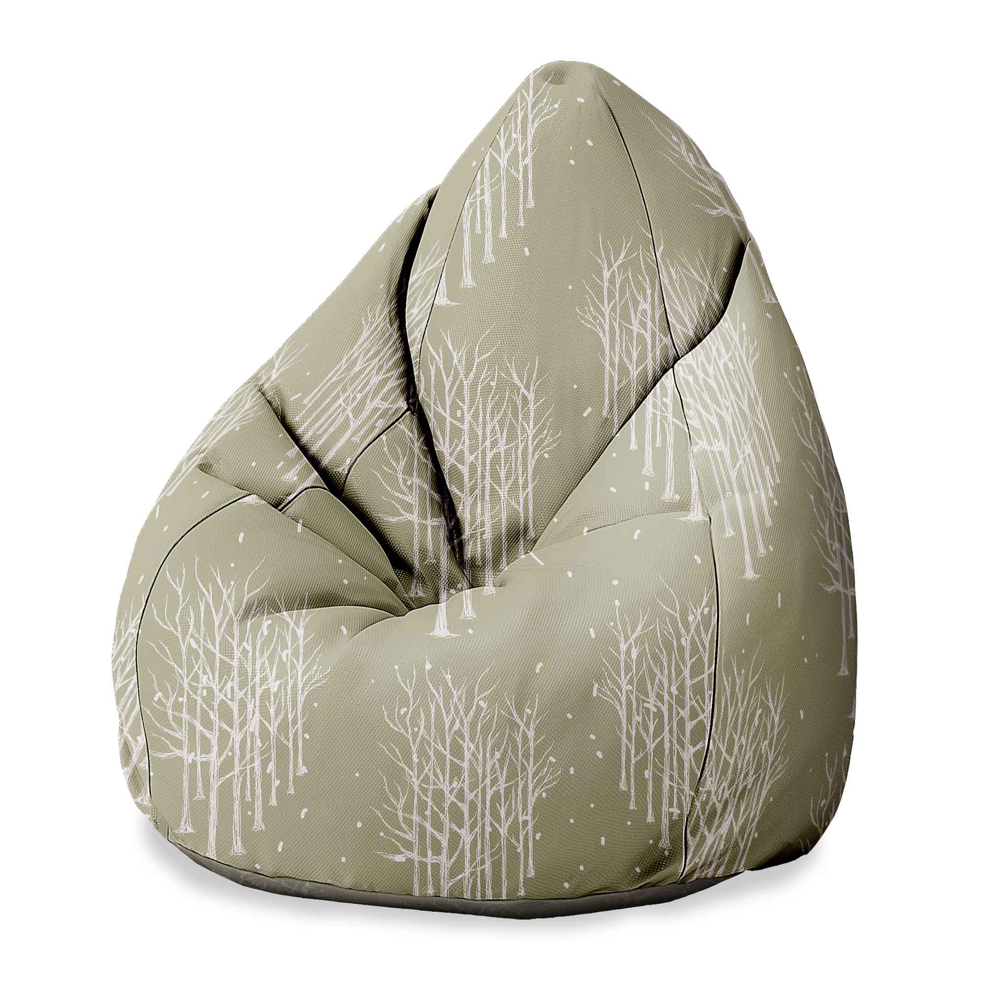Pearshape Pouf White Tree