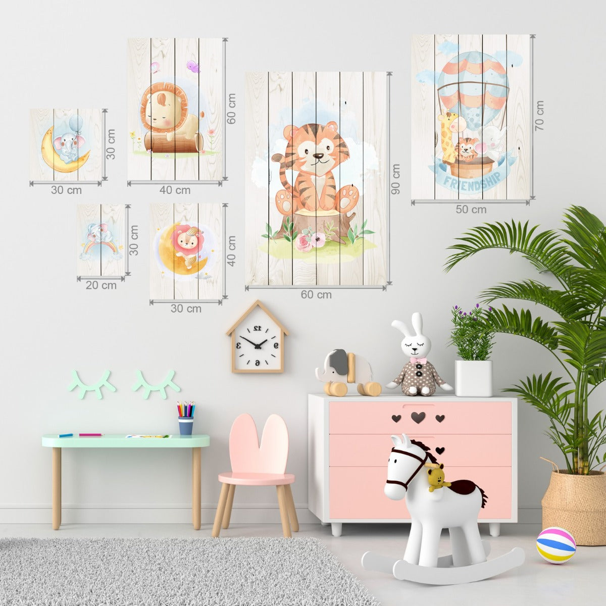 Bild Wood Kleiner Elefant mit Ballon-50x70 cm
