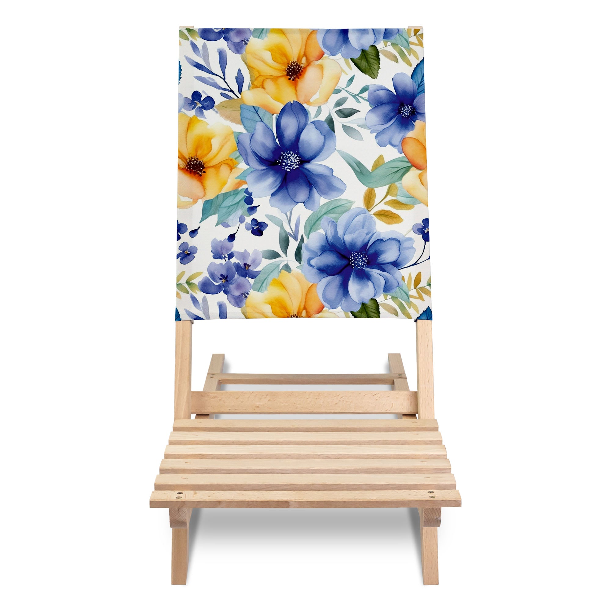 Folding Beach Chair Yellow and Blue Flowers