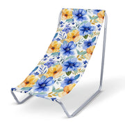 Metal Deck Chair Yellow and Blue Flowers