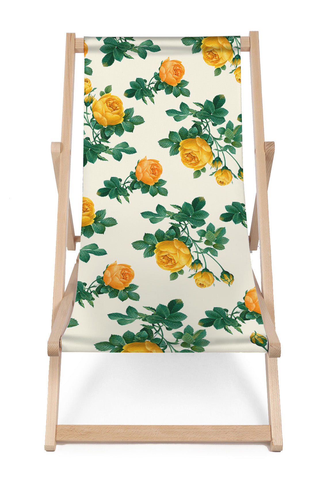 Wooden Deck Chair Yellow Roses