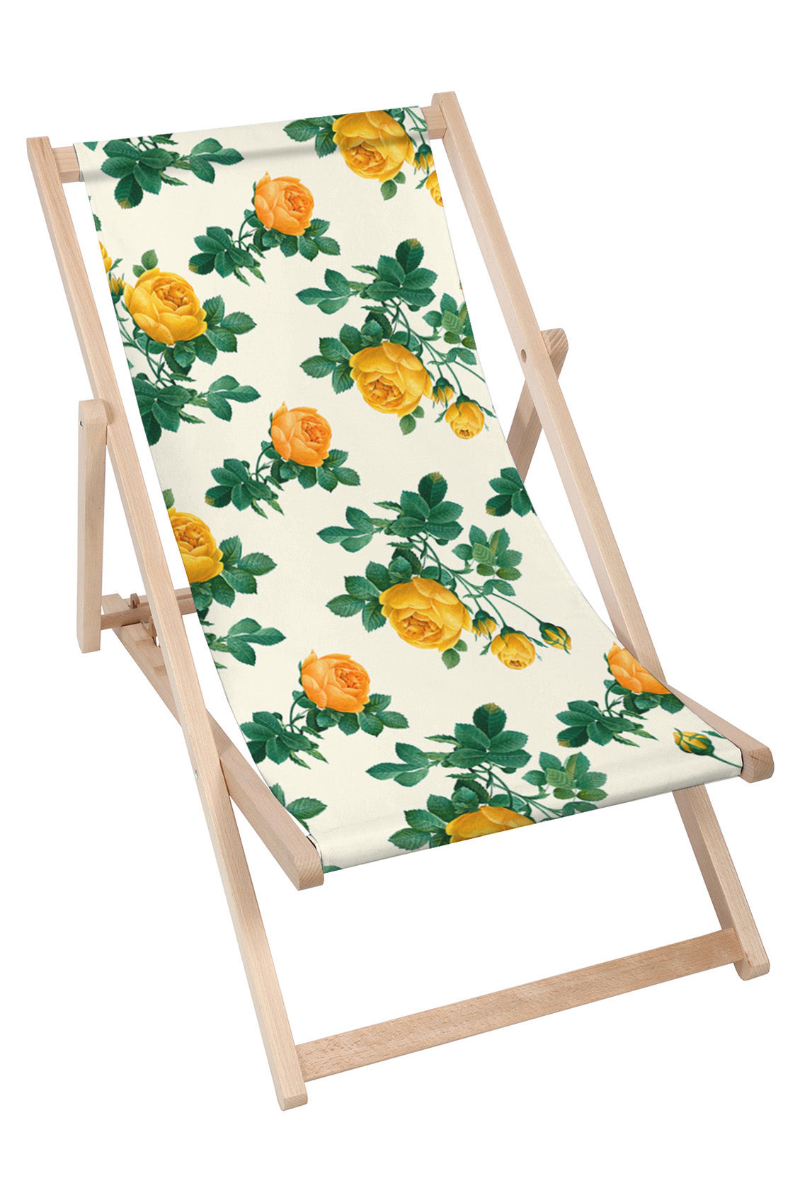 Wooden Deck Chair Yellow Roses